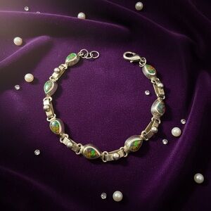 Mexican Sterling Silver Fire Opal Bracelet​